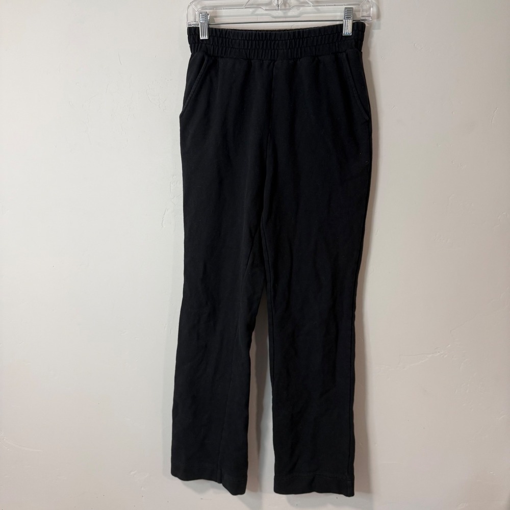 Nuuds Women Sweatpants XS Black Elastic Waist Straight Leg Cotton Lounge‎